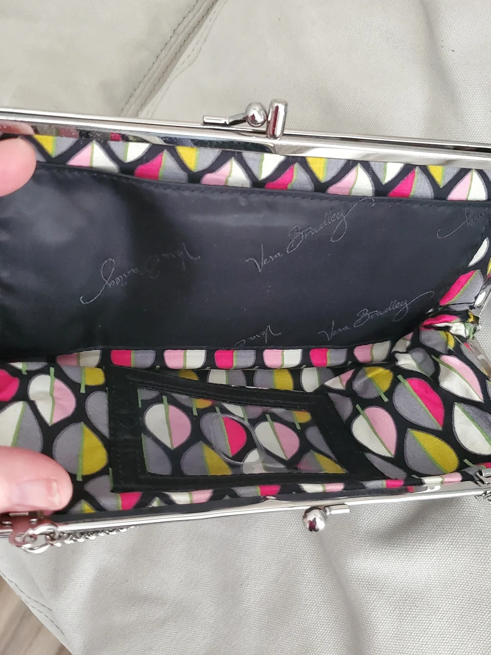 Vera Bradley Black Quilted Chain-Handle Clutch